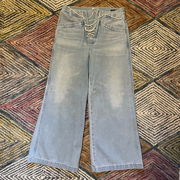 Nadia Wide Leg Cropped Lace-Up Jeans - Picture 2 of 4